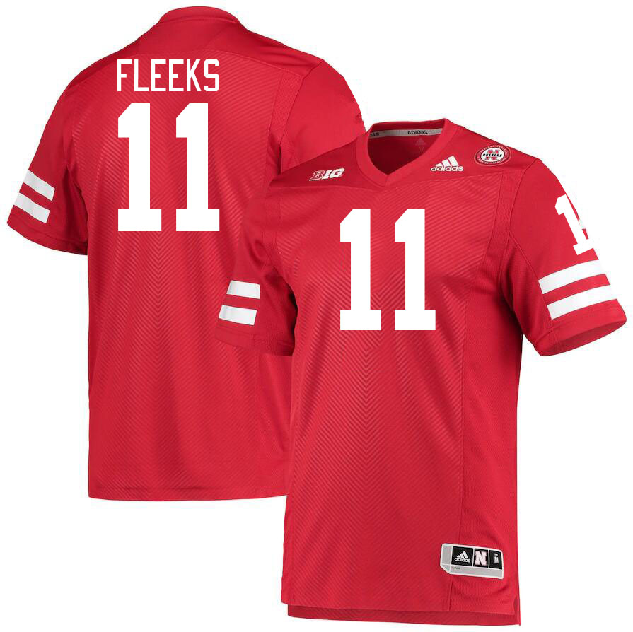 Men #11 Joshua Fleeks Nebraska Cornhuskers College Football Jerseys Stitched Sale-Red - Click Image to Close